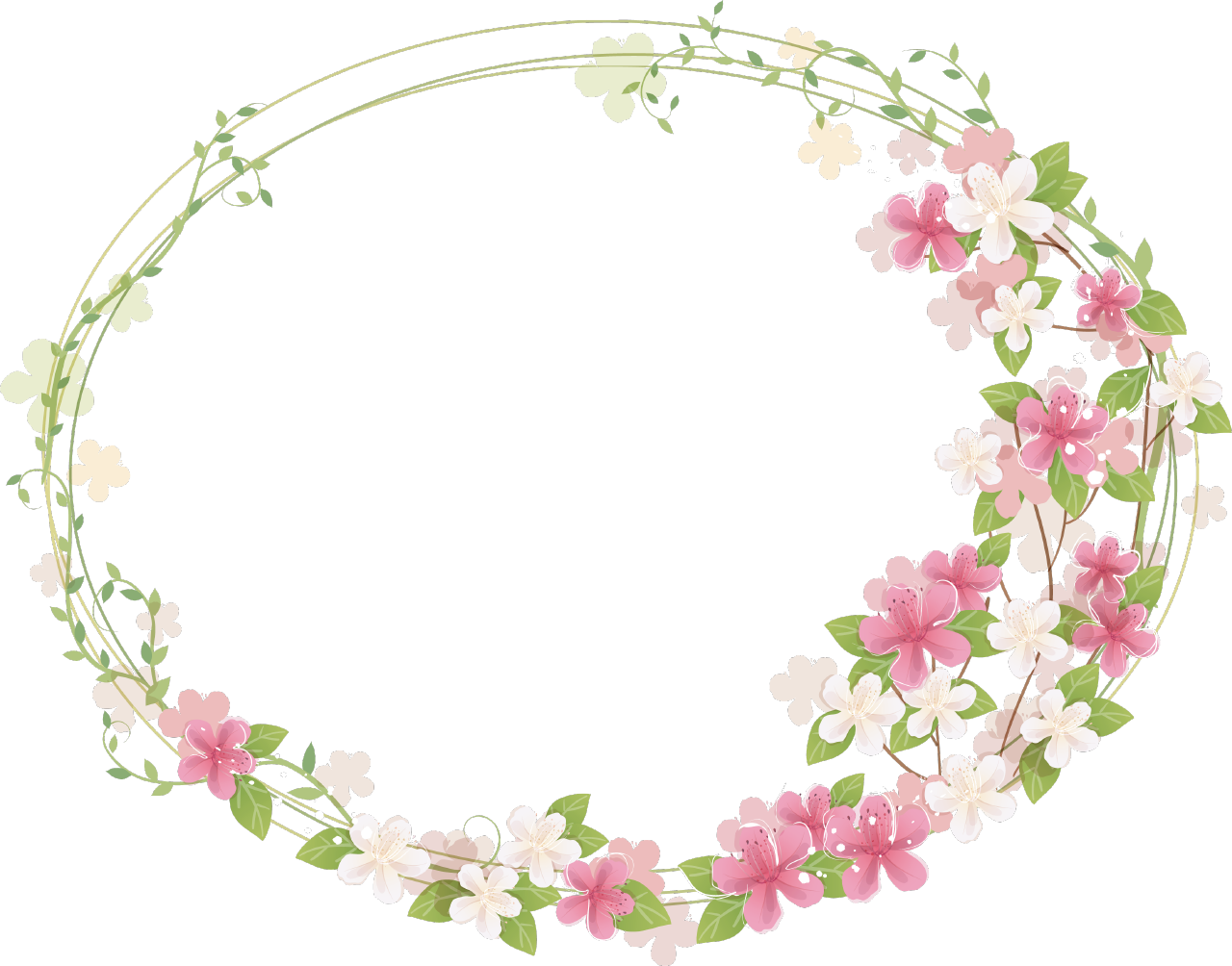 Round Floral Frame Png (black, white)