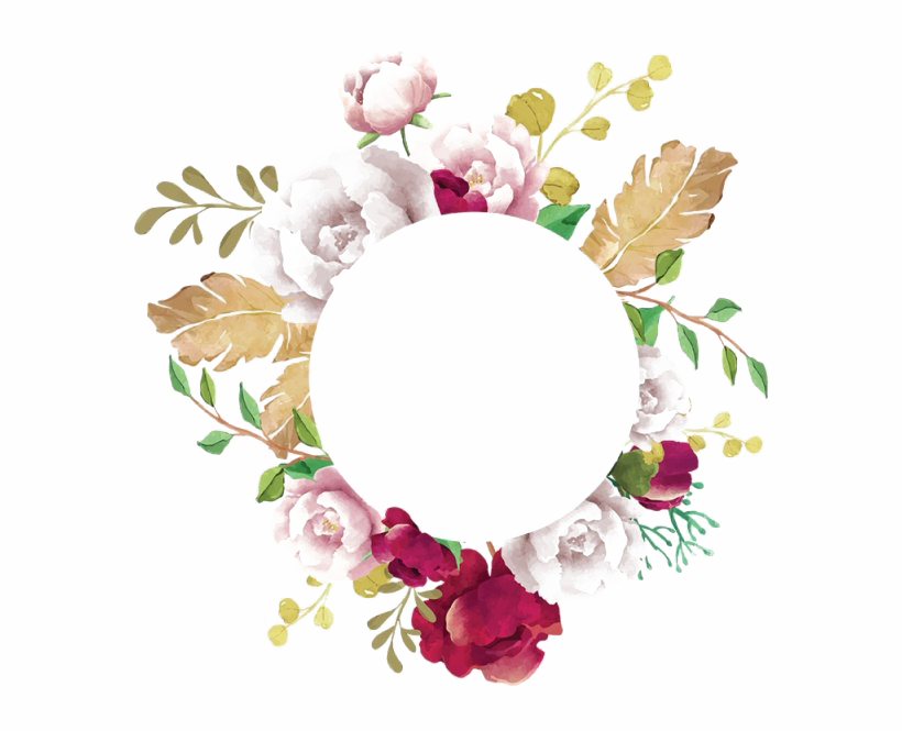 Round Floral Frame (white)