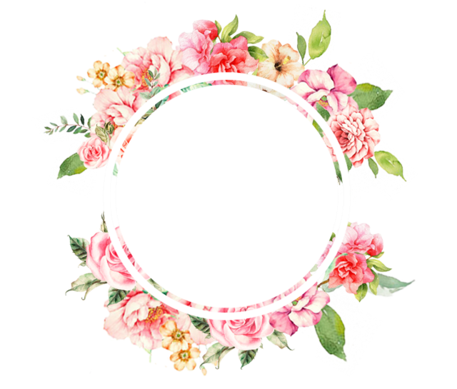 Round Flower Frame Png Image (black, white)