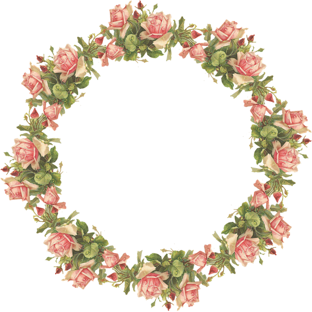 Round Flower Frame Transparent (black)