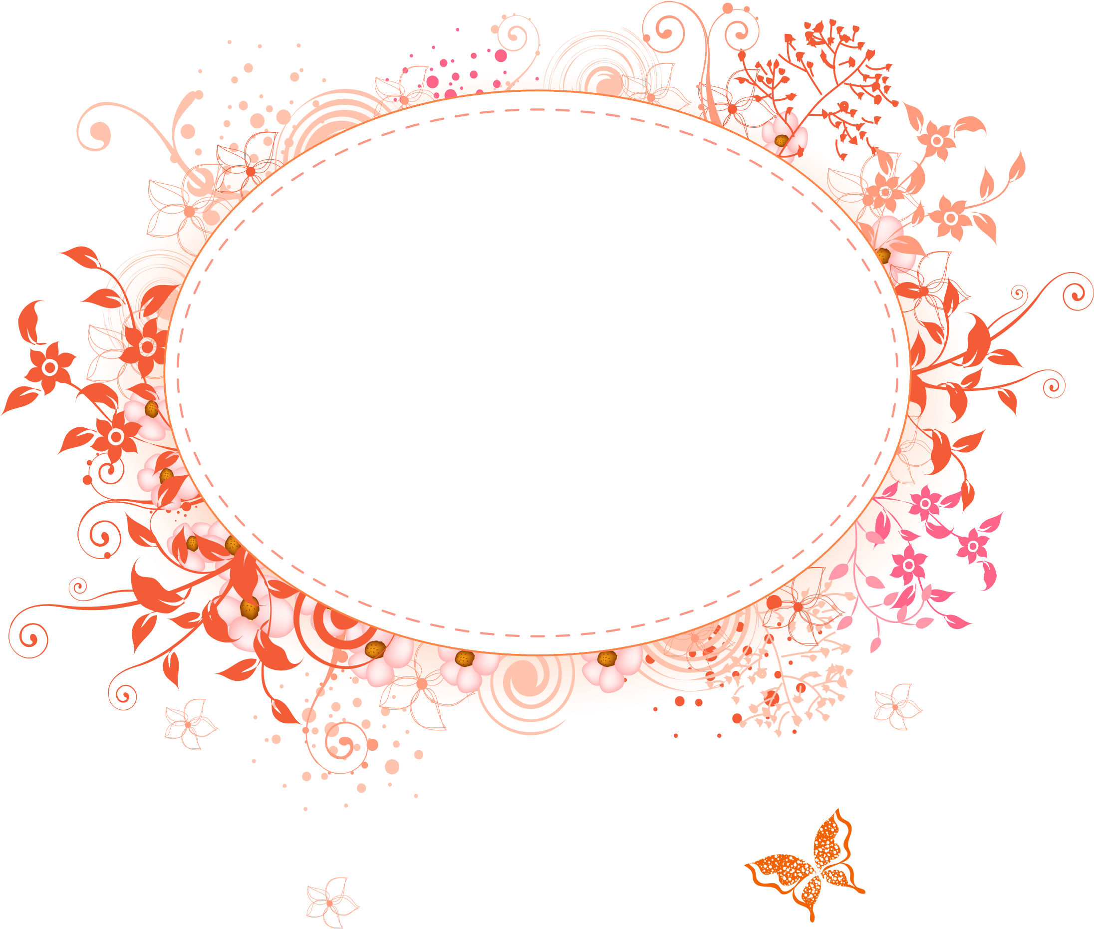 Round Orange Frame Png Free Download (black, white)