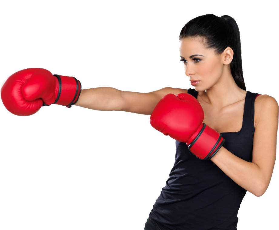 Young Boxer Woman Transparent Png (black)