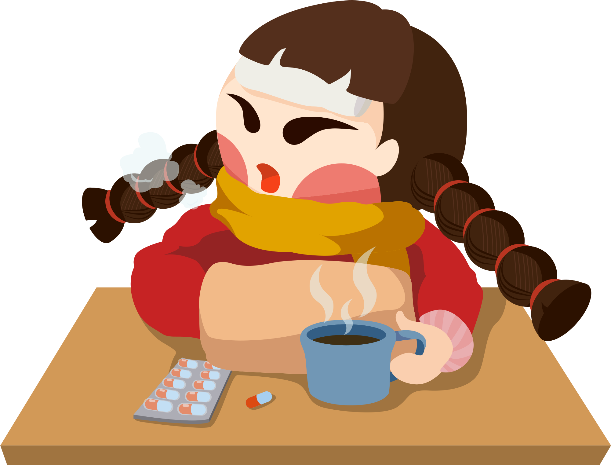 Young Girl Drinking Vector Png Clipart (black, chocolate, salmon, maroon, orange)