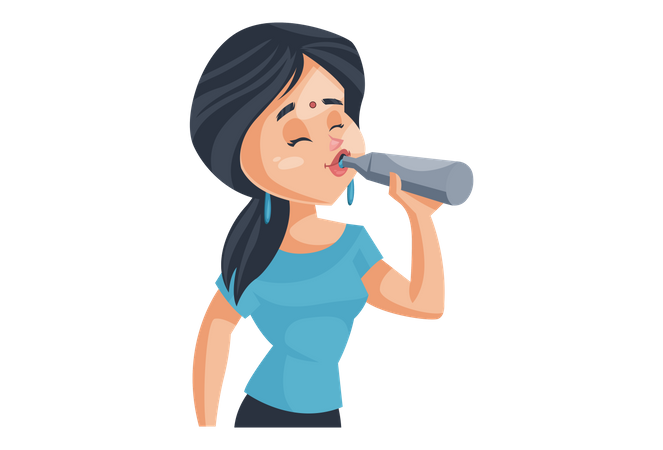 Young Girl Drinking Vector Png Pic (pink, indigo, gray, black)