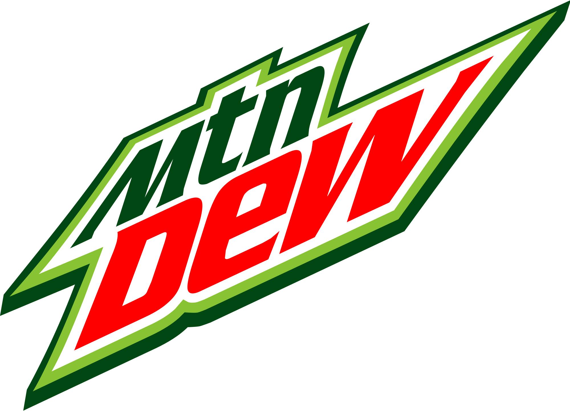 Mountain Dew Logo Png File (white, green, gray, red)