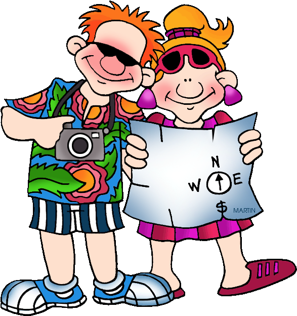 Tourist Couple Png Image (black, beige, white)