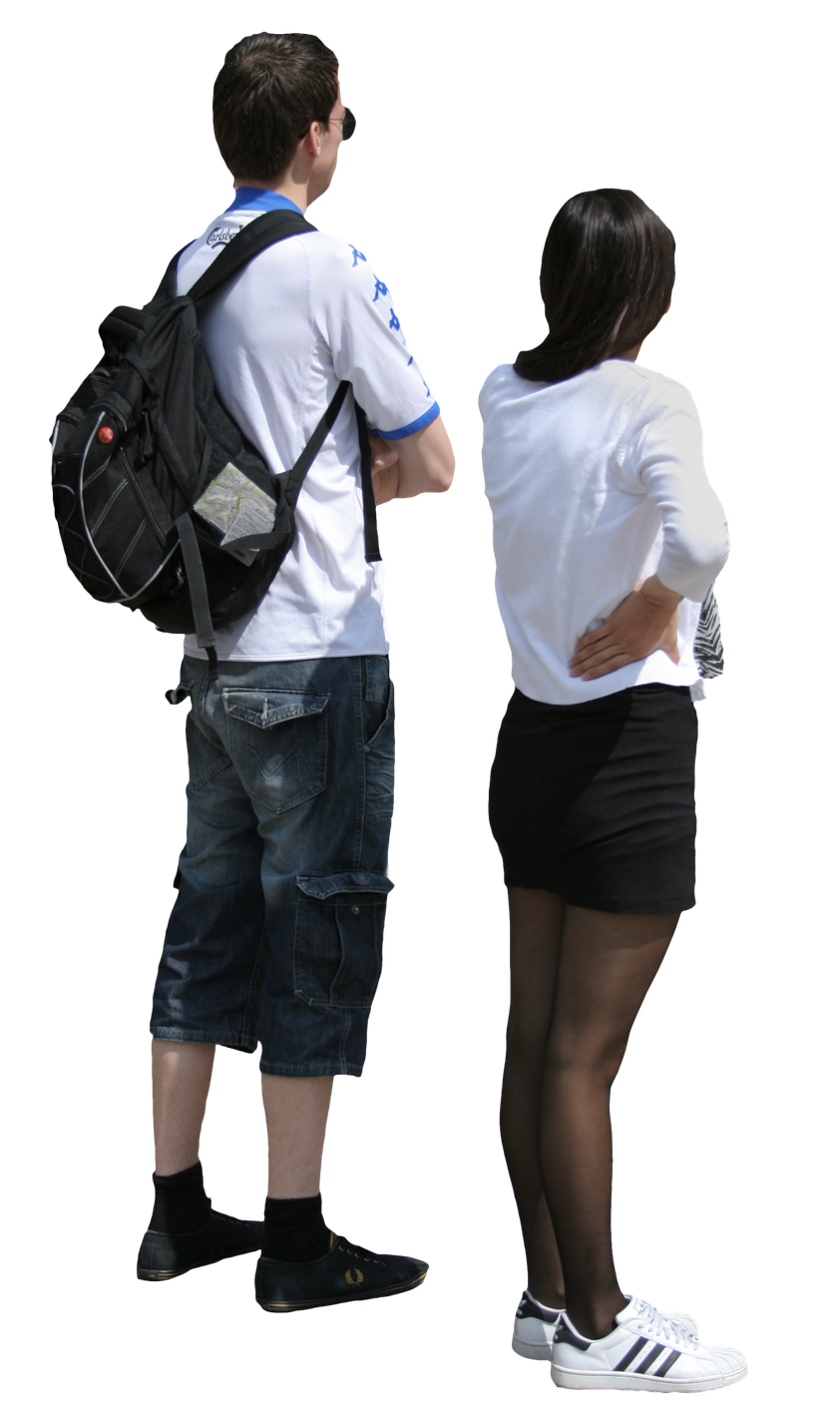 Tourist Couple Transparent Background (black)