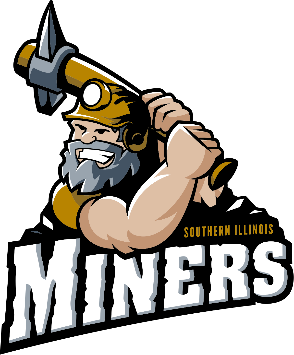 Southern Illinois Miners Png (white, black, salmon, chocolate, silver)