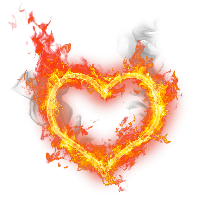 Love Fire Heart Flame Transparent Png (black, red)