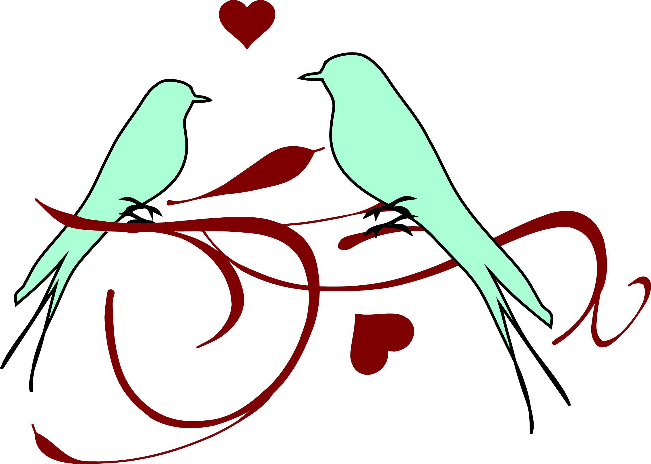 Lovebirds Png Isolated File (white, mint, maroon)