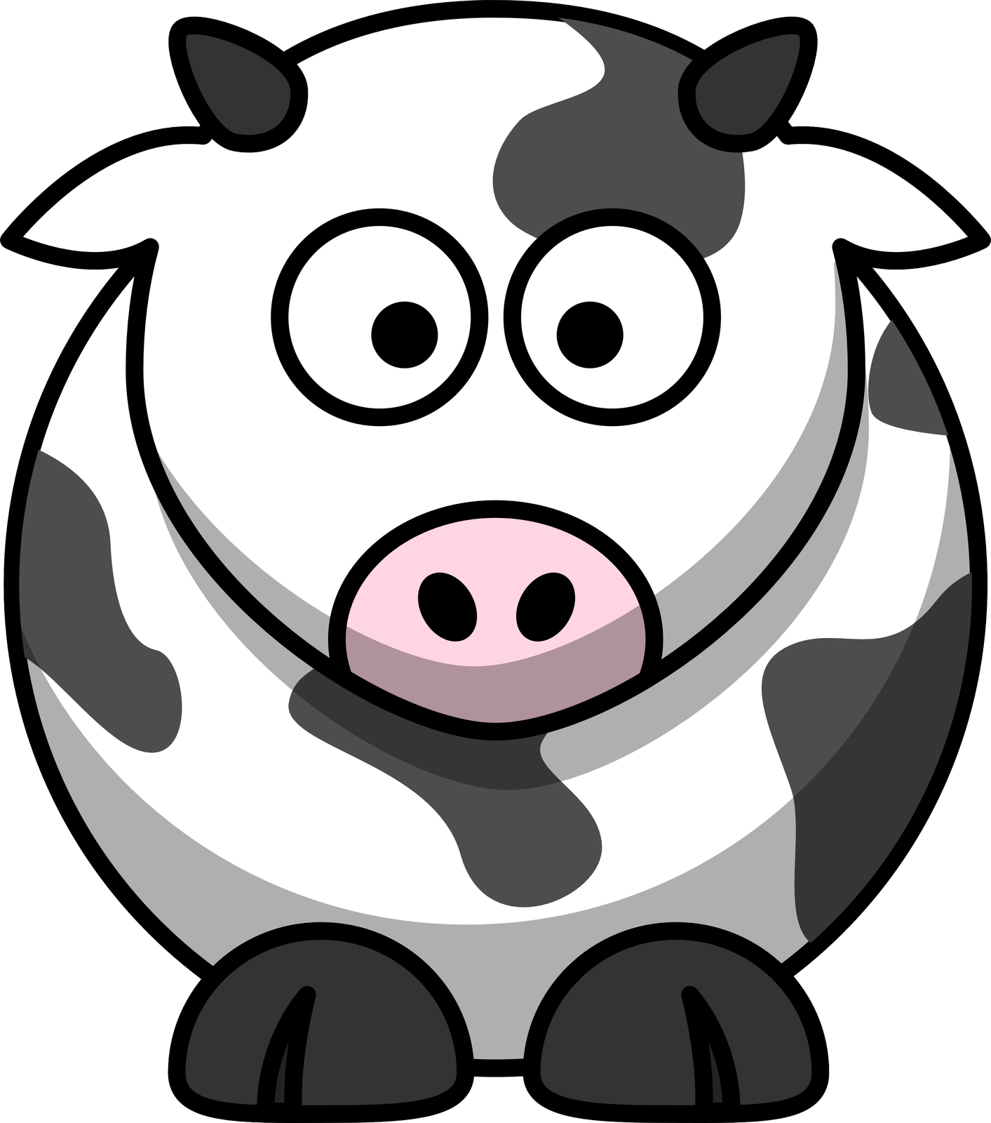 Cow Cartoon Png Clipart (black, white, gray, silver)