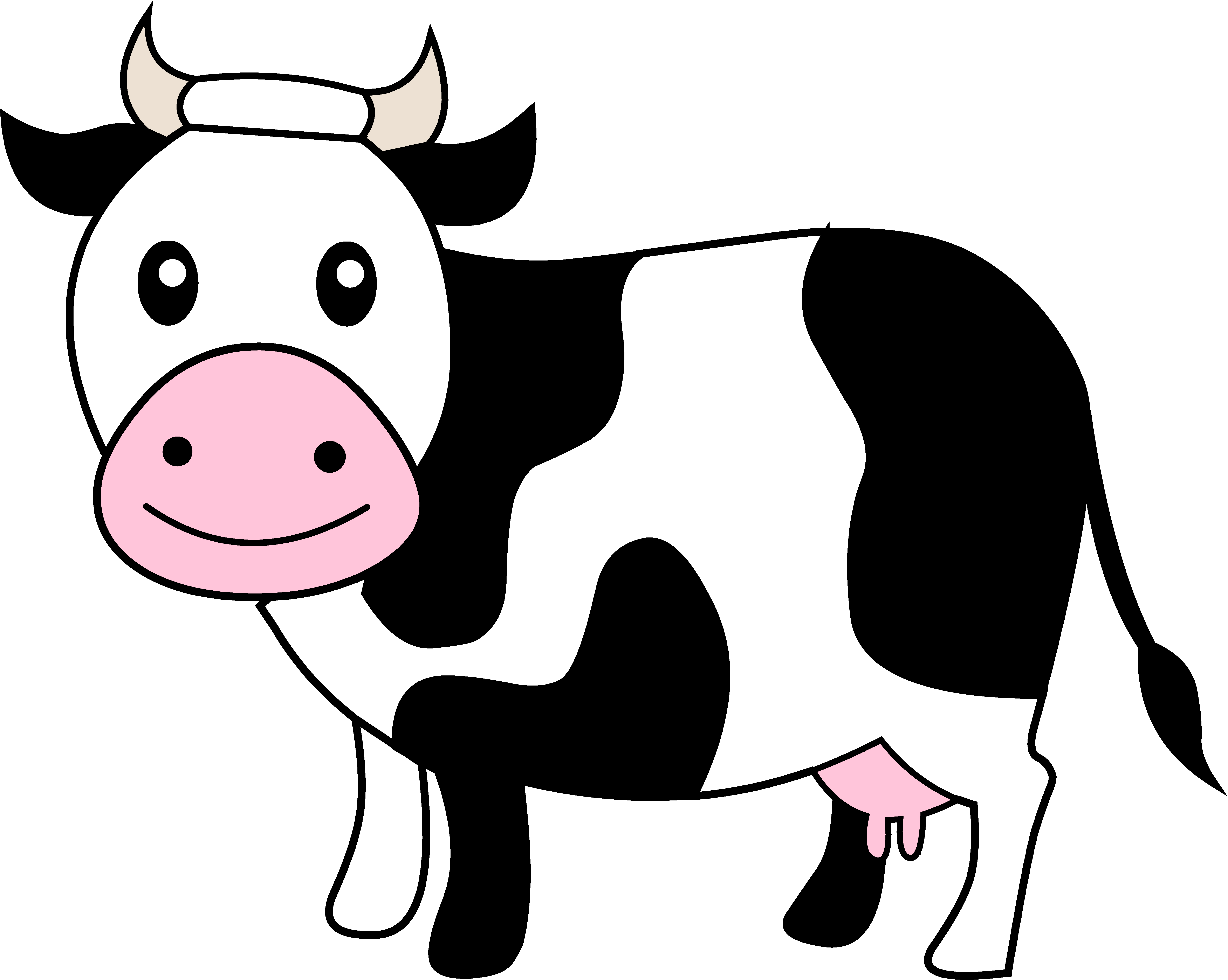 Cow Cartoon Png File (black, white, pink)