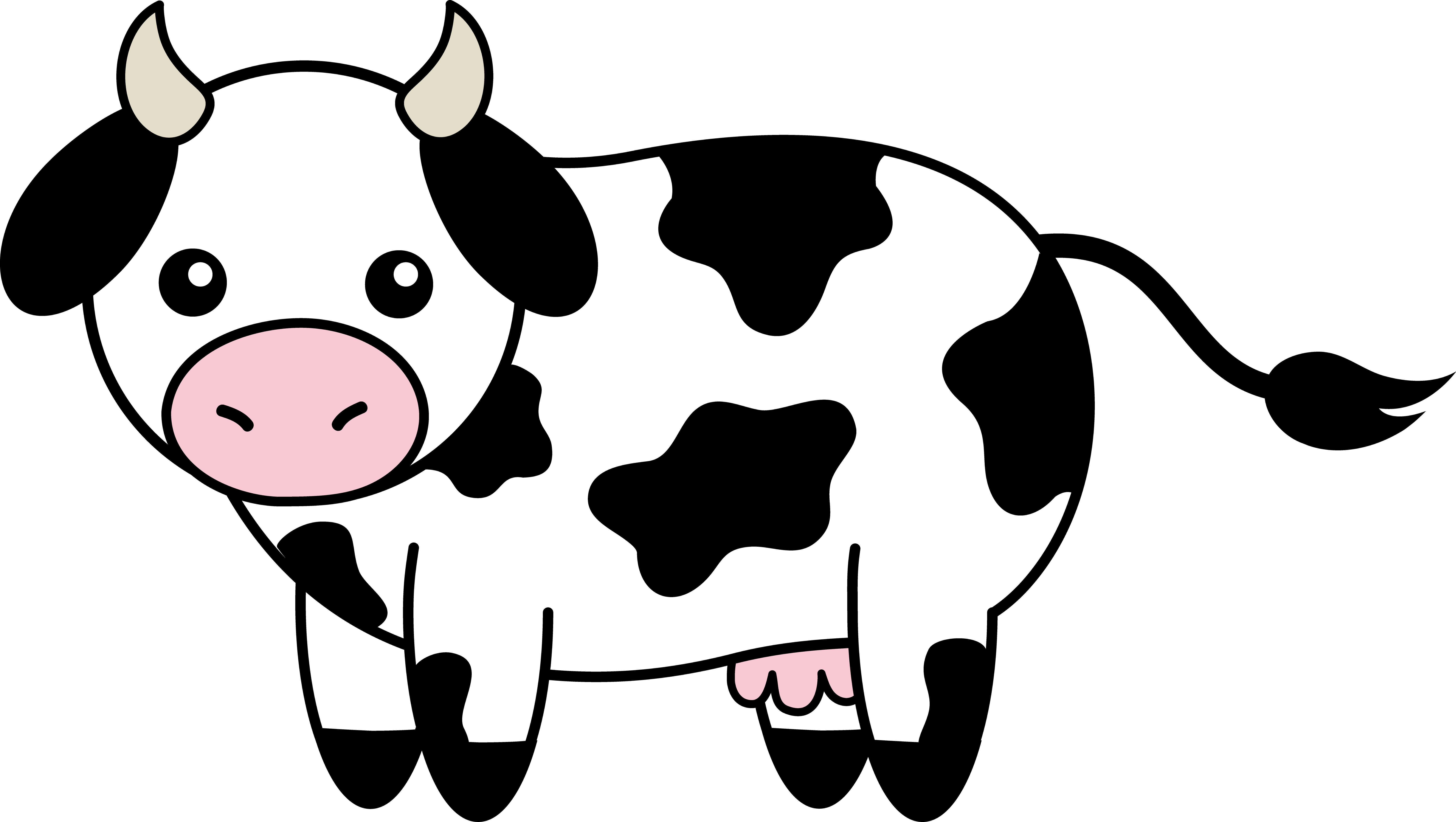 Cow Cartoon Png Image (black, pink, white)