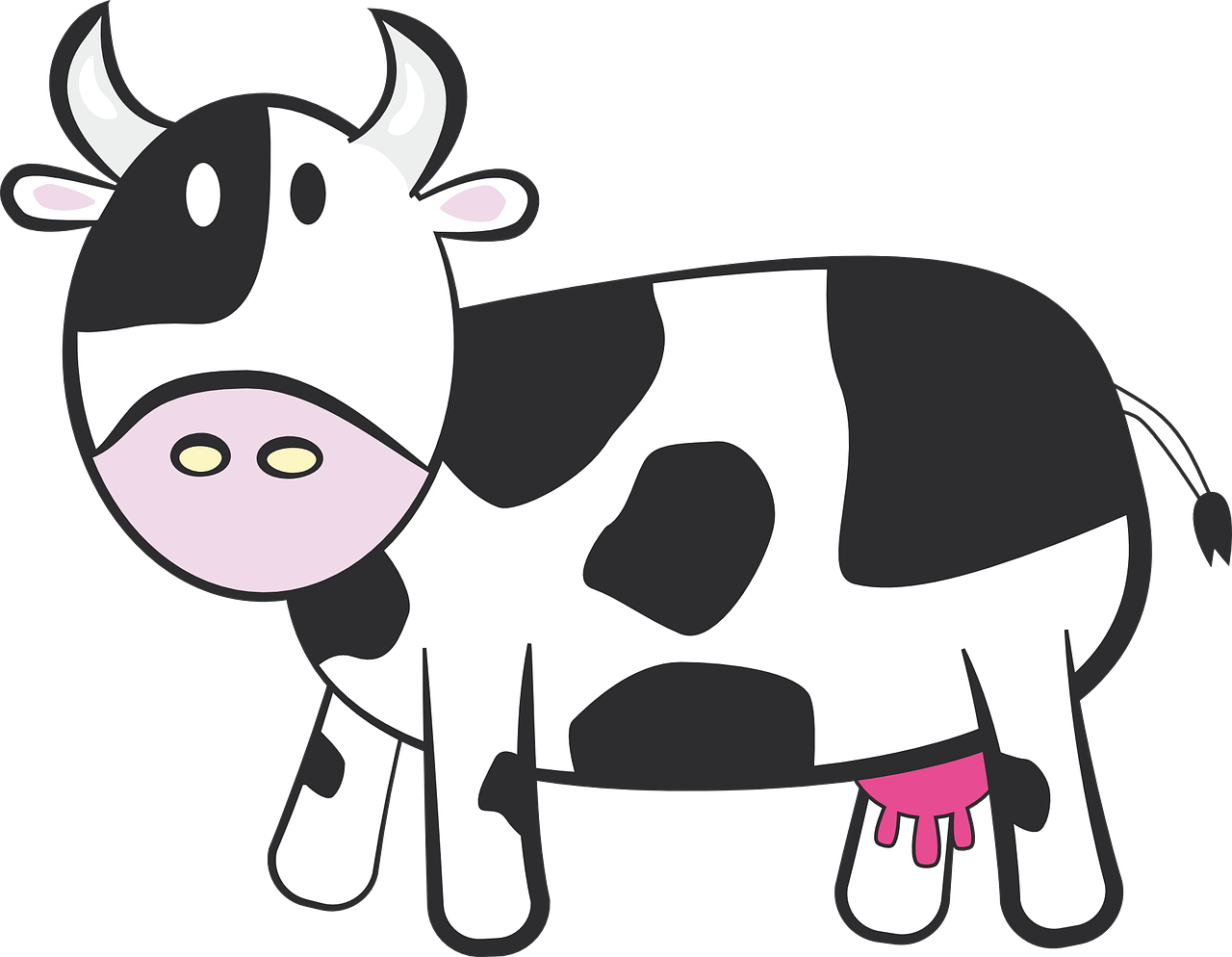 Cow Cartoon Png Isolated Photo (lavender, black, white)