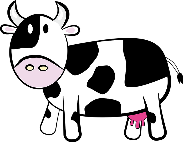 Cow Cartoon Png Isolated Pic (lavender, black, white)