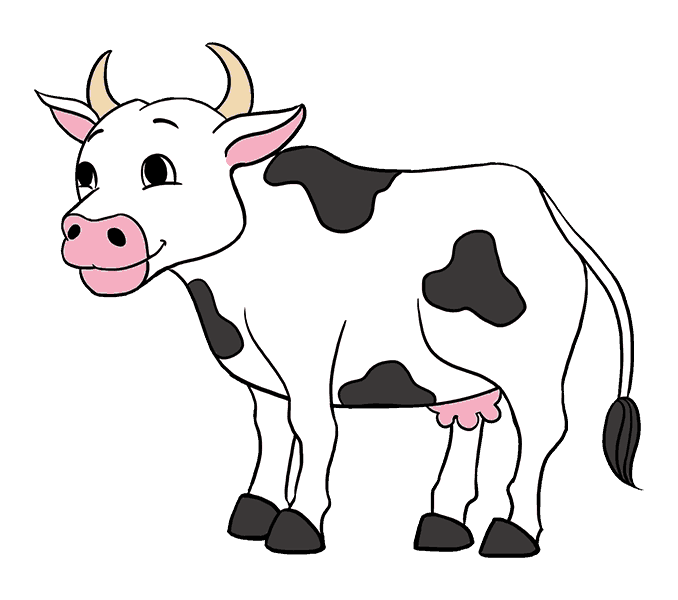 Cow Cartoon Png Photo (black, indigo, white)