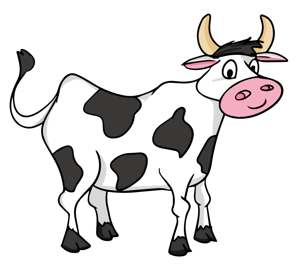 Cow Cartoon Png (black, pink, indigo, white)