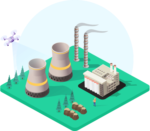 Power Station Chimneys Png Image (lavender, teal, gray, white)