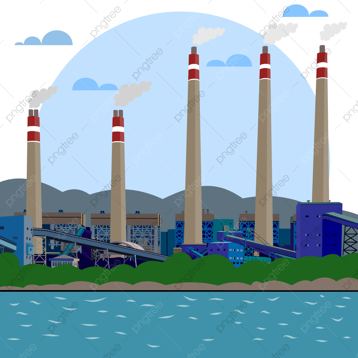 Power Station Chimneys Png Photos (teal, gray, black, green, lavender)