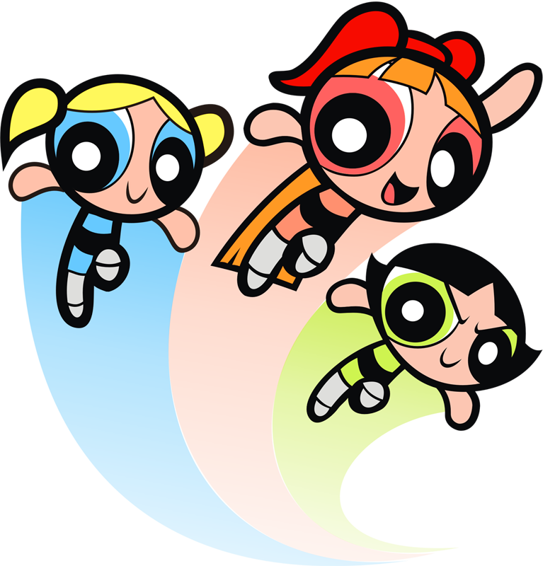 Powerpuff Girls Png Image (pink, white, yellow, black, silver)