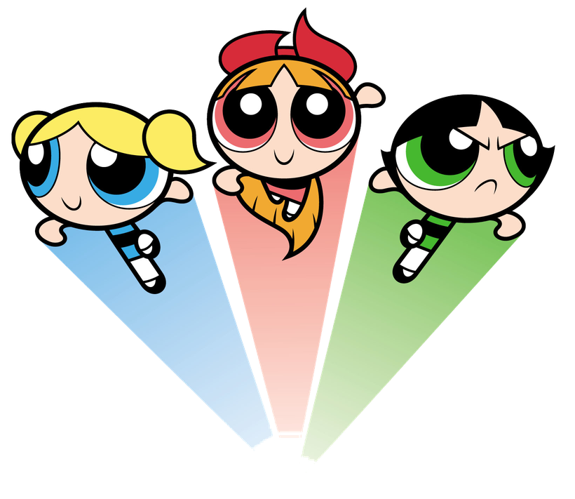 Powerpuff Girls Png Transparent Image (black, white, pink, yellow)