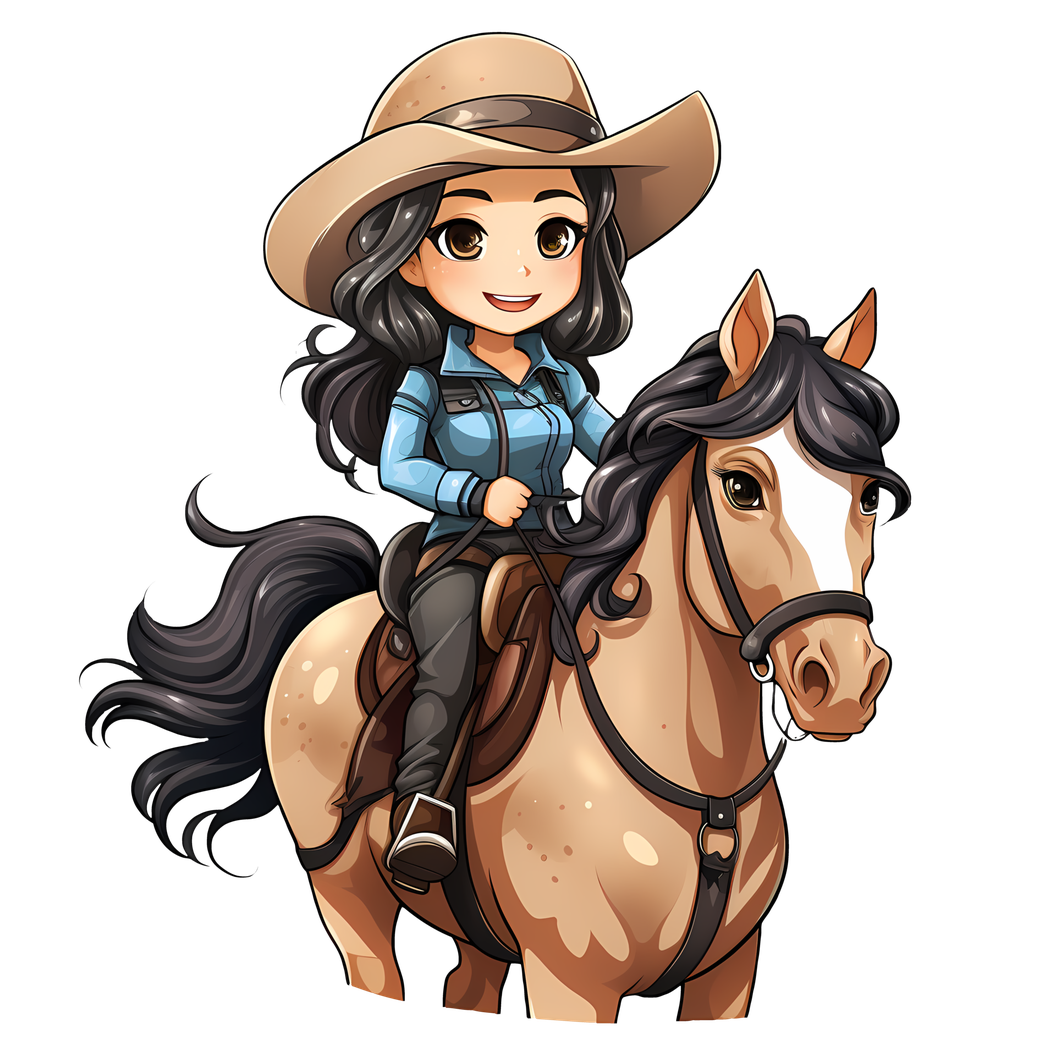 Cowgirl No Background (black, salmon, white, silver)