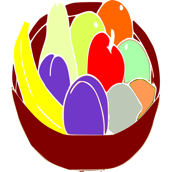 Bowl Of Fruit Png Picture (yellow, purple, black, maroon, red)