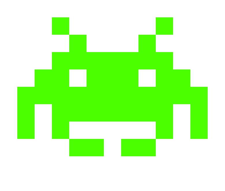 Space Invaders Alien Png Image (black, lime, white, green)