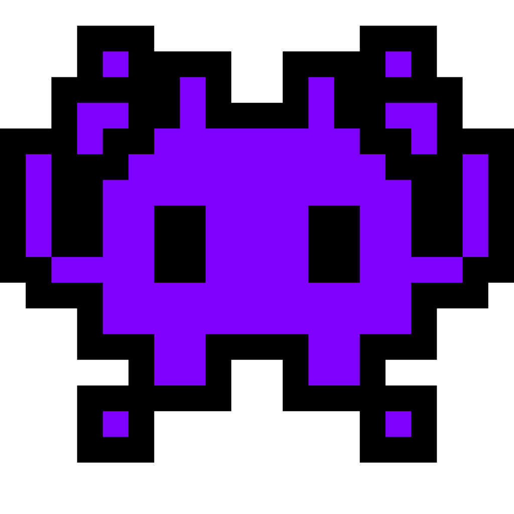 Space Invaders Transparent Background (black, purplish red, purple)