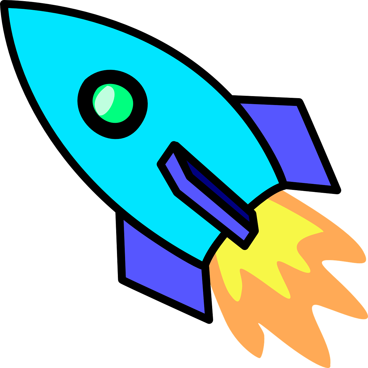 Spacecraft Rocket Png Clipart (yellow, black, blue, greenish blue, salmon)