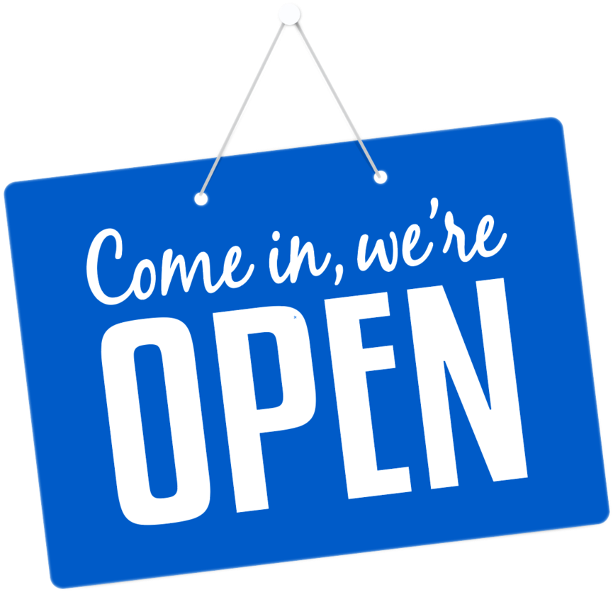 Open Sign Transparent Background (white, black, teal)