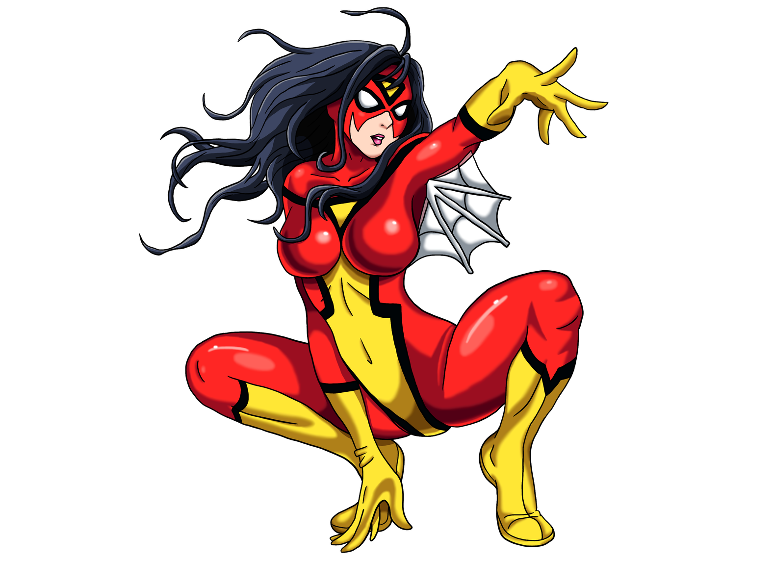 Spider Woman Transparent Background (gold, white, black, red, yellow)