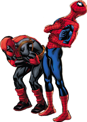 Spiderman And Deadpool Background Png (black)