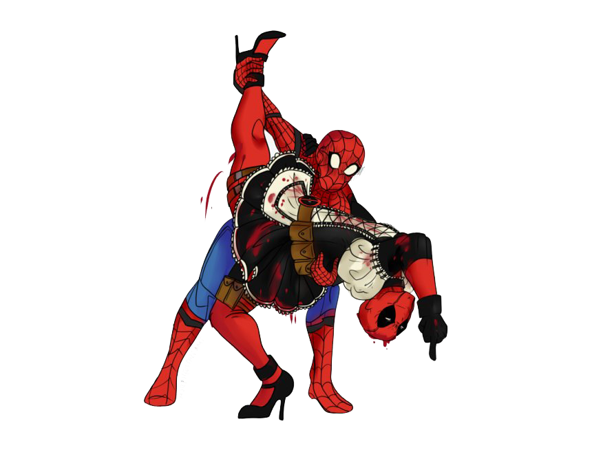 Spiderman And Deadpool Png Clipart (black, white, chocolate)