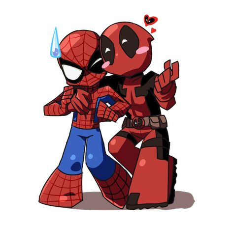 Spiderman And Deadpool Png File (chocolate, gray, teal, black, maroon)