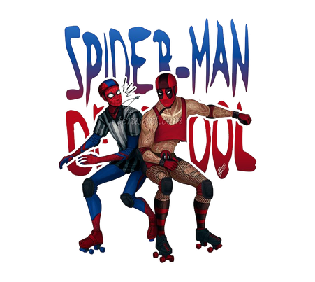 Spiderman And Deadpool Png Transparent Image (black)