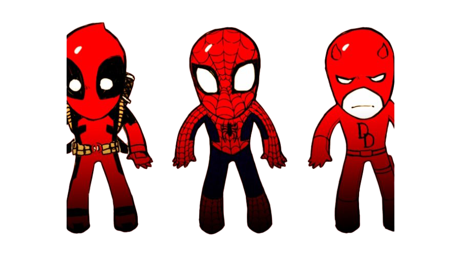 Spiderman And Deadpool Transparent Background (red, white, maroon, black)