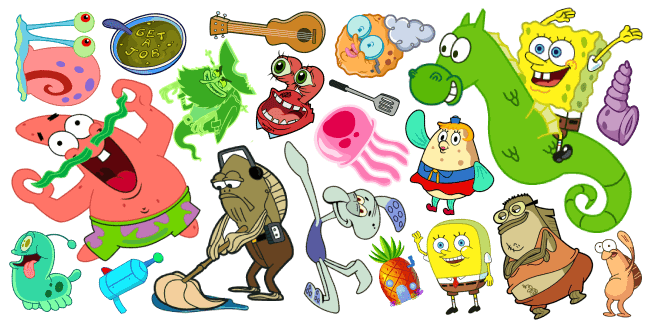 Spongebob Png Clipart (salmon, olive, black)