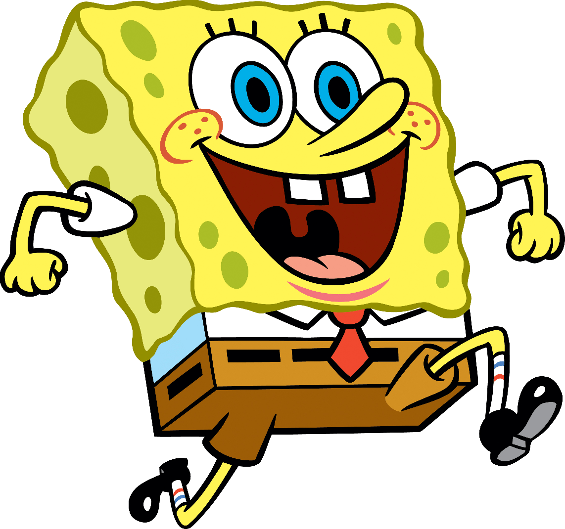 Spongebob Running Png Pic (white, silver, gray, olive, yellow)