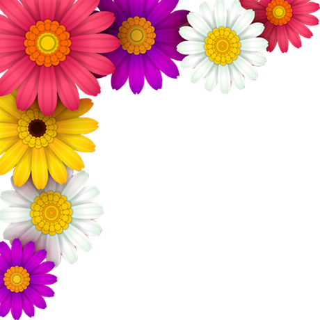 Spring Flowers Png File (purplish red, white, salmon, black)