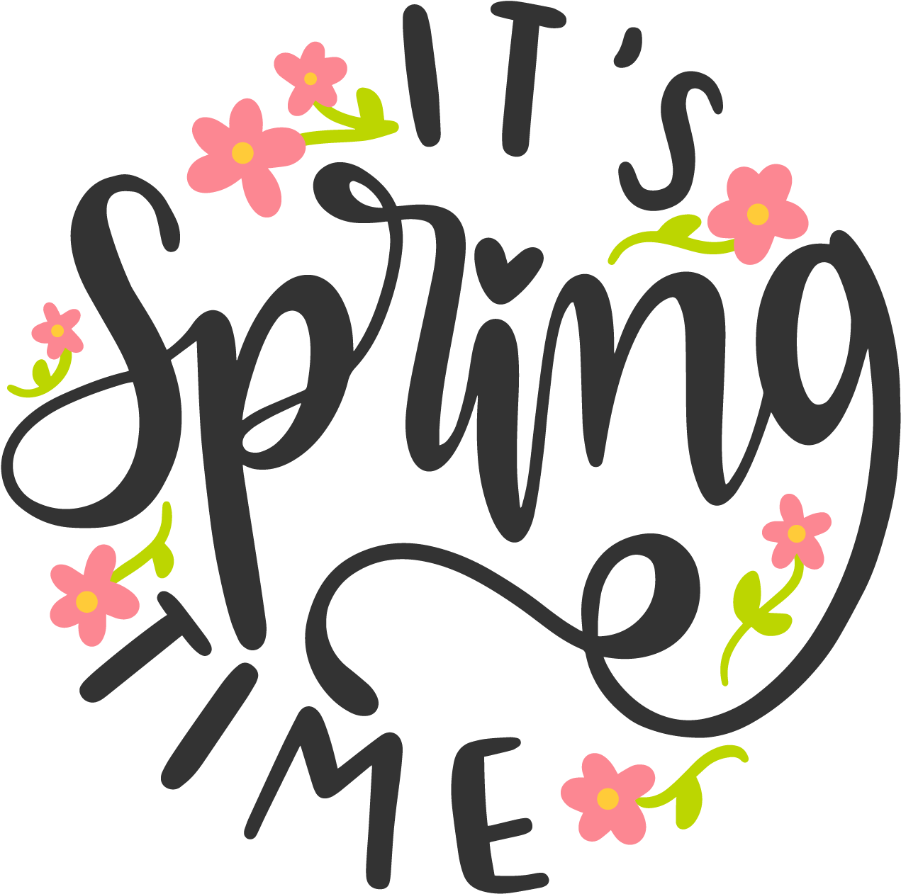 Spring Flowers Png Pic (black)