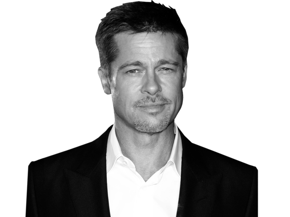 Brad Pitt Transparent Png (white, black)