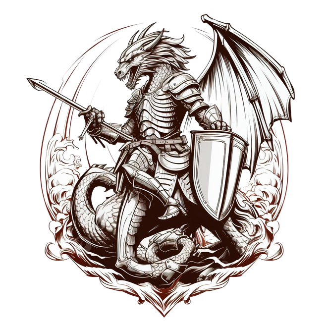 Dragon Tattoo Png Cutout (black, gray, white)