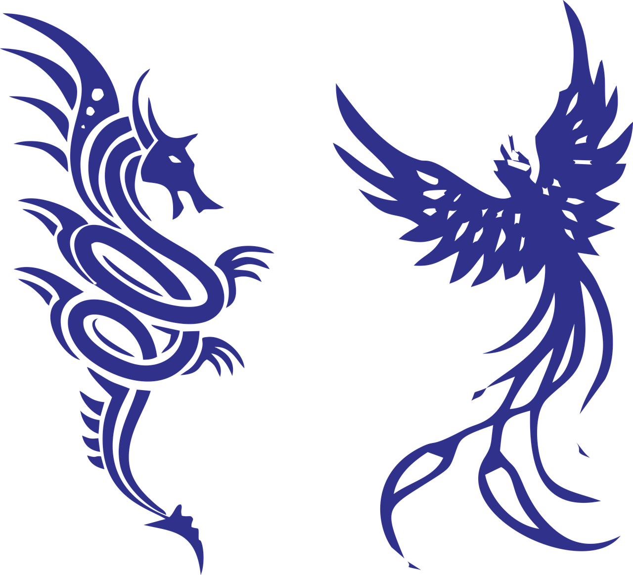 Dragon Tattoo Png File (indigo, black)