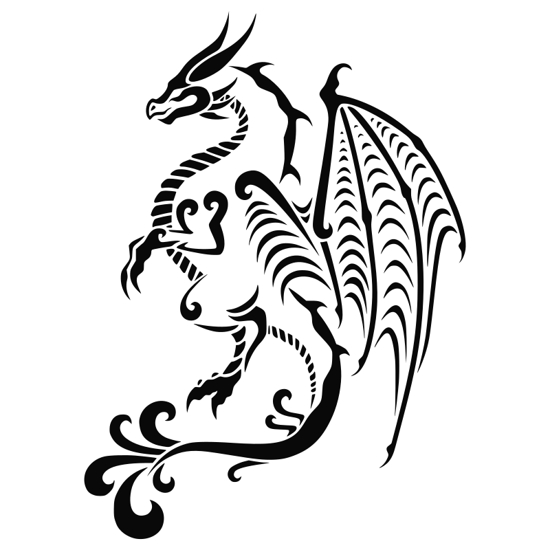 Dragon Tattoo Png Hd Image (black)