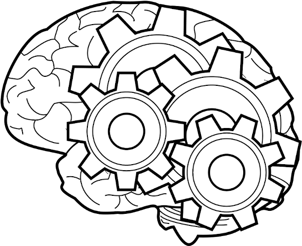 Brain Gears Clipart Png (white, lavender, black, silver)