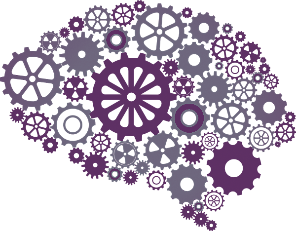 Brain Gears Vector Png (black, gray, indigo)