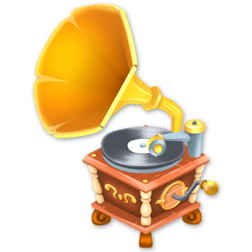 Gramophone Png Pic (white, gray, black, gold, silver)