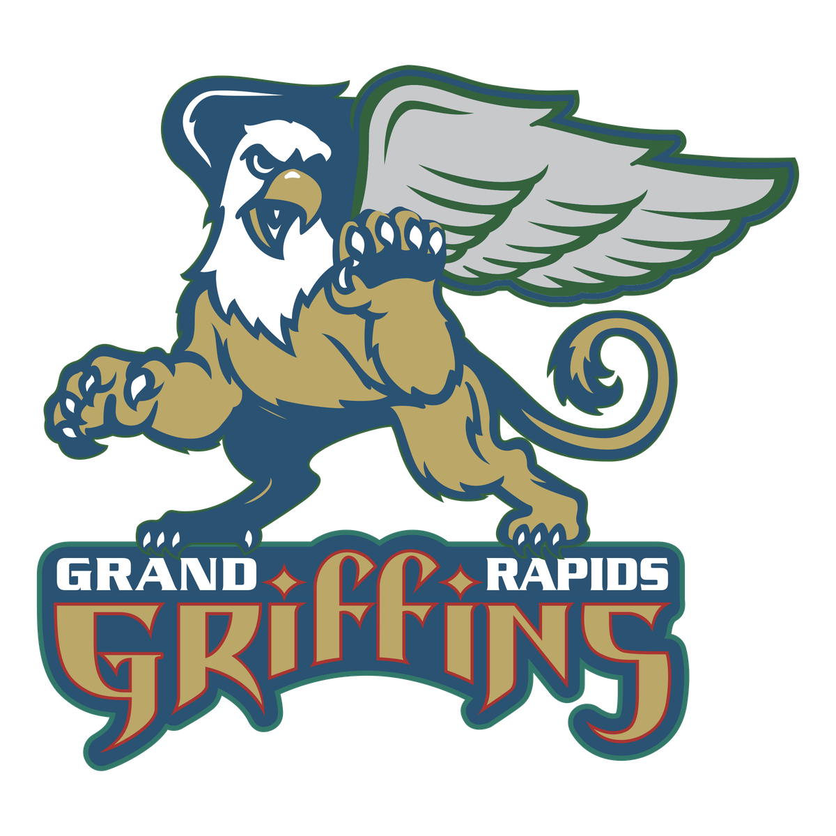 Grand Rapids Griffins Png (teal, white, gray, black, silver)