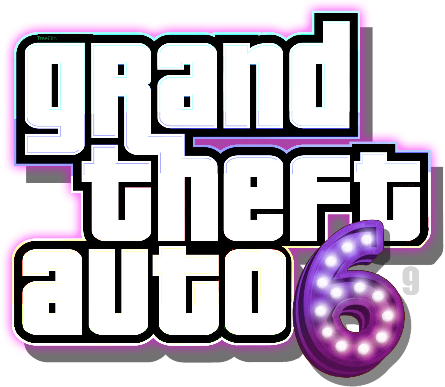 Grand Theft Auto 6 Logo Png Clipart (white, black, lavender, purplish red, violet)